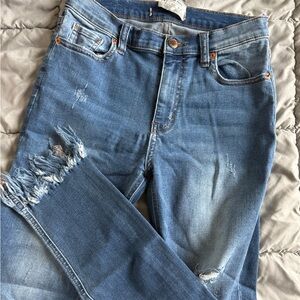 Free People Light Blue Fray Bottom Distressed Jeans